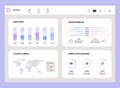 Dashboard UI infographic. Modern presentation with data graphs, admin panel HUD diagrams, app interface. Vector web design Royalty Free Stock Photo