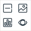 dashboard ui line icons. linear set. quality vector line set such as view, statistics, picture Royalty Free Stock Photo
