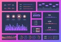 Dashboard ui. Mobile app user interface ux design kit. Infographics admin panel with graphs, chart and diagrams vector