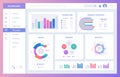 Dashboard ui. Statistic graphs, data charts and diagrams infographic template vector illustration Royalty Free Stock Photo