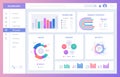 Dashboard ui. Statistic graphs, data charts and diagrams infographic template vector illustration