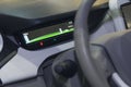 Dashboard and wheel of the electric vehicle Royalty Free Stock Photo