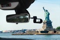 Dashcam camera view of Statue of Liberty, New York, USA Royalty Free Stock Photo