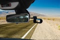 Dashcam car camera view of desert road, Death Valley, USA Royalty Free Stock Photo