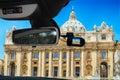 Dashcam car camera view of Saint Peter& x27;s Church, Rome, Italy Royalty Free Stock Photo