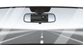 On the functionality and placement of the dashcam within a driving Royalty Free Stock Photo