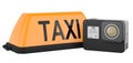 Dashcam with taxi car signboard, 3D rendering