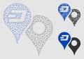Dashcoin Map Pointers Vector Mesh Carcass Model and Triangle Mosaic Icon Royalty Free Stock Photo