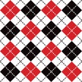 Dashed Argyle in Red, Black and White