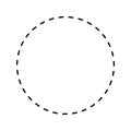 Dashed circle shape isolated on white background. Basic geometric round figure with dashed line. Cut here pictogram