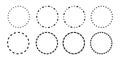 Dashed and dotted circle icon. Black and white broken rings. Dotted round lines. Abstract monochrome graphic. Dashed cut Royalty Free Stock Photo