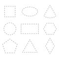 Dashed line shapes. Geometric outline forms. Basic figure pattern. Vector education illustration. Royalty Free Stock Photo