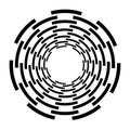 Dashed lines spiral, swirls, and twirls. Concentric, and circular volute, helix vector element
