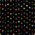 Dashes in rainbow colors Seamless surface pattern vector design with strokes. Broken lines. Dashes motif. Blue, green, orange, red