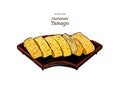 Dashimaki tamago, japanese rolled omelette, hand draw vector Royalty Free Stock Photo