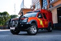 A dashing rescue team car Basarnas in front of the office, using the strobist concept Royalty Free Stock Photo