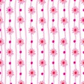 Daisies Flowers on Pink Stripes Background-Flowers in Bloom,Seamless Repeat Pattern Royalty Free Stock Photo