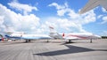 Dassault Falcon 2000LX and Falcon 7X business jets on display at Singapore Airshow 2012 Royalty Free Stock Photo