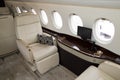 Dassault Falcon business jet cabin interior Royalty Free Stock Photo