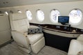 Dassault Falcon business jet cabin interior Royalty Free Stock Photo