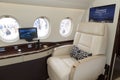 Dassault Falcon business jet cabin interior Royalty Free Stock Photo