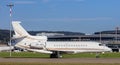 Dassault Falcon 7X jet taxiing in the Zurich Airport Royalty Free Stock Photo