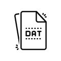 Black line icon for Dat, data file and document