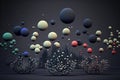 Data abstract concept with clusters, particles and objects collected and sorted. Digital sorting and management concept Royalty Free Stock Photo