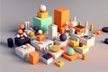 Data abstract concept with clusters, particles and objects collected and sorted. Digital sorting and management concept Royalty Free Stock Photo