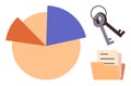 Data Access and Security Concept with Chart, File Folder, and Key Elements Royalty Free Stock Photo