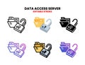 Data access server icon set with different style Royalty Free Stock Photo