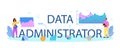 Data administrator typographic header. Female and male character