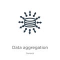 Data aggregation icon. Thin linear data aggregation outline icon isolated on white background from general collection. Line vector