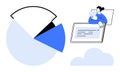 Data Analysis Concept with Pie Chart and Cloud Computing in Modern Digital Workspace Royalty Free Stock Photo