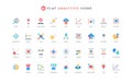 Data analysis with AI, machine learning, intelligent research process color icon set Royalty Free Stock Photo