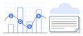 Data Analysis with Bar Graphs, Trend Line, and Cloud-Based Document Storage Integration Royalty Free Stock Photo