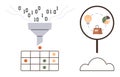 Data Filtering and Analysis Concept with Visualization of Binary Code, Magnifying Glass, and Cloud Storage Royalty Free Stock Photo