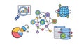 Data Analysis, Big Data, Network, Global Connection Icons Royalty Free Stock Photo