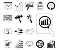 Data analysis, business financial economy digital collection line icons