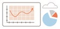 Business Data Trends with Line Graph and Pie Chart Analysis in a Cloud Environment Royalty Free Stock Photo