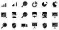 Data analysis and business intelligence icons set for presentation and visualization of information 100 Royalty Free Stock Photo