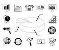 Data analysis, business marketing online strategy line icons pack