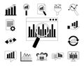 Data analysis, business strategy and investment line icons set Royalty Free Stock Photo