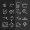 Data analysis, business strategy and investment line icons set Royalty Free Stock Photo