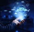 Data analysis business technology concept on vr screen. Royalty Free Stock Photo