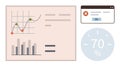 Data Analysis Chart with Error Pop-Up and Progress Indicator in Minimalist Design Royalty Free Stock Photo