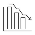 Data analysis, chart report down arrow financial business line icon