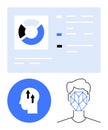 Data Analysis Charts, Cognitive Growth, and AI Face Recognition Concept Royalty Free Stock Photo