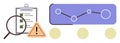 Data Analysis with Checklist, Warning Alert, and Graph Elements for Risk Management and Monitoring Royalty Free Stock Photo