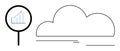 Data Analysis and Cloud Computing Concept with Magnifying Glass and Simplified Cloud Design Royalty Free Stock Photo